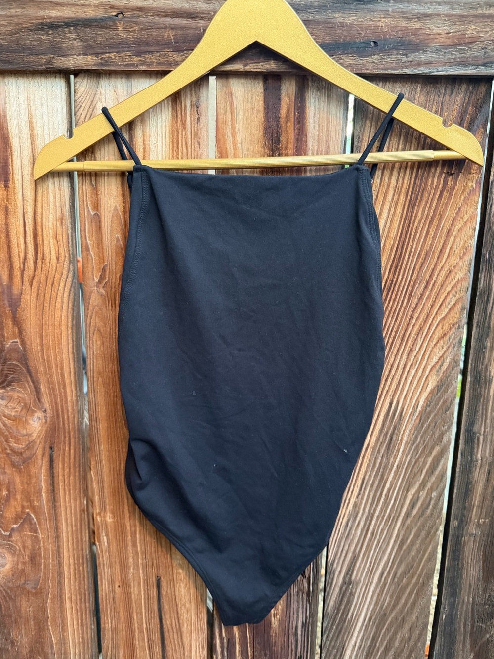 Intimately Free People Black Square Neck Strappy Back Thong Bodysuit